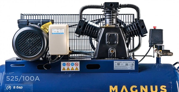 Компрессор поршневой KW-525/100A, новый фильтр, 220V