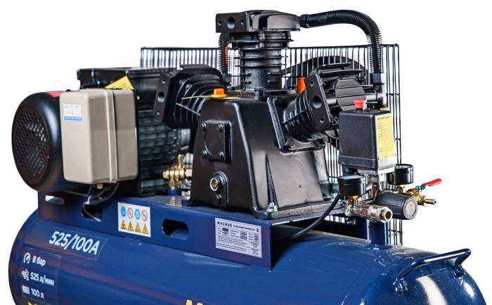 Компрессор поршневой KW-525/100A, новый фильтр, 220V